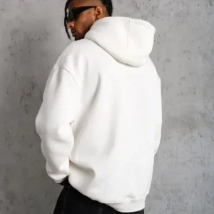 Alternative view of 3 İplik Kapşonlu Sweatshirt Hoodie - Beyaz