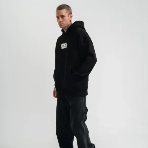 Alternative view of Unisex Kapşonlu Uzun Kol Patchli Nakışlı SweatShirt - Siyah