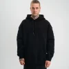 Double Oversize Kapşonlu Nakışlı SweatShirt - Siyah
