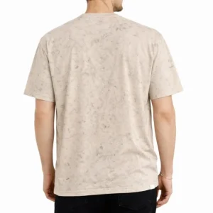 Alternative view of Erkek Asit Yıkama Bisiklet Yaka Kısa Kollu Oversize T-Shirt Tişört - Bej