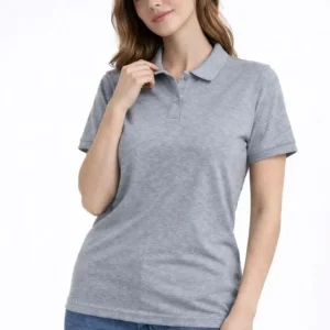 Pike Kumaş Düğmeli Yaka Regular Rahat Günlük Kısa Kol Tişört T-shirt - Gri