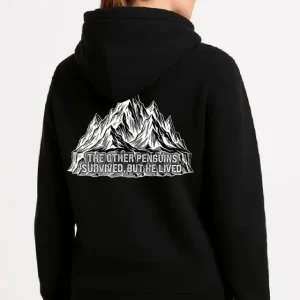 Alternative view of Nihilist Penguen Temalı Oversize Kapüşonlu Sweatshirt - Siyah