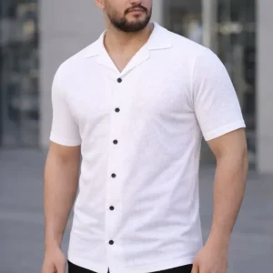 Alternative view of Erkek Waffle Dokuma Açık Yakalı Düğmeli Regular Kalıp 3’lü Gömlek Seti - Bej, Beyaz, Lacivert