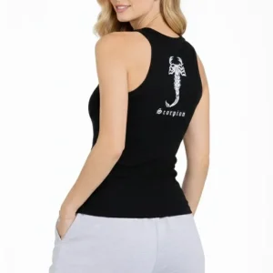 Alternative view of Fitilli Atlet Sıfır Yaka Slim Fit Arka Baskılı Spor Atlet - Siyah