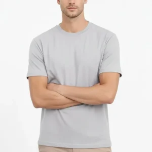 Erkek Bisiklet Yaka Tişört Regular Kalıp Basic Pamuklu Günlük Kullanım T-shirt - Gri
