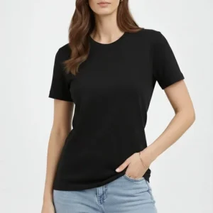 Bisiklet Yaka Tişört Regular Kalıp Basic Pamuklu Günlük Kullanım T-shirt - Siyah
