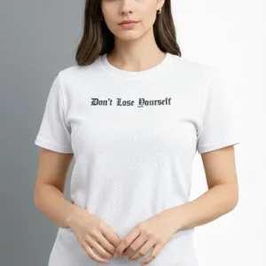Alternative view of Wafıl Kumaş Tişört Regular Kalıp Bisiklet Yaka Baskılı Günlük Basic T-Shirt - Beyaz