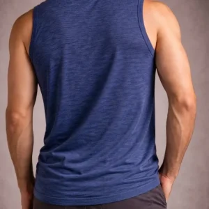 Alternative view of Erkek Flamlı Kumaş Sıfır Kolsuz Atlet Basic Spor Üst, Günlük Ve Fitness Kullanımına Uygun - İndigo