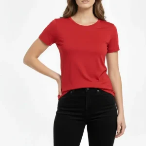 Alternative view of T-Shirt Bisiklet Yaka Slim Fit Likralı Tişört Günlük Basic Body - Kırmızı