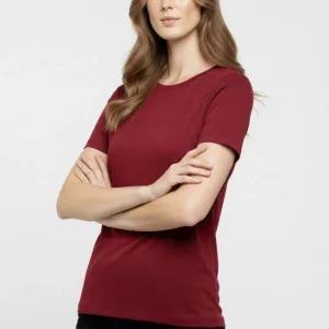Alternative view of T-Shirt Bisiklet Yaka Slim Fit Likralı Tişört Günlük Basic Body - Bordo