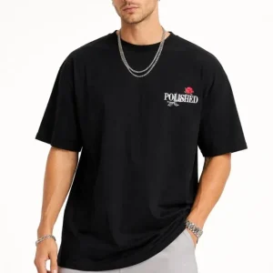 Erkek Bisiklet Yaka Baskılı Kısa Kollu Tişört Streetwear Günlük Basic Pamuklu T-shirt - Siyah