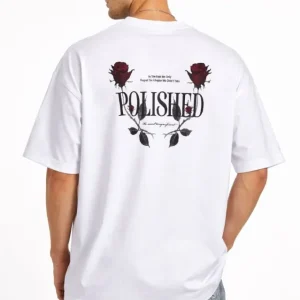 Erkek Bisiklet Yaka Baskılı Kısa Kollu Tişört Streetwear Günlük Basic Pamuklu T-shirt - Beyaz