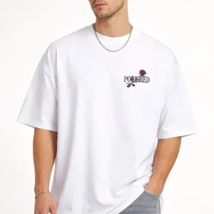 Alternative view of Erkek Bisiklet Yaka Baskılı Kısa Kollu Tişört Streetwear Günlük Basic Pamuklu T-shirt - Beyaz