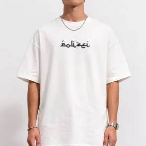 Alternative view of Erkek Bisiklet Yaka Baskılı Kısa Kollu Tişört Streetwear Günlük Basic Pamuklu T-shirt - Beyaz