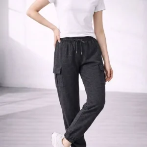 Alternative view of Jogger Eşofman Altı Rahat Kalıp, Kargo Cepli, Lastikli Paça, Günlük Spor Pantolon - Füme