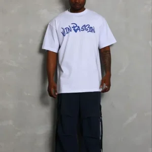 Alternative view of Erkek Baskılı T-Shirt Kısa Kol Bisiklet Yaka Regular Fit Rahat Kalıp Günlük Tişört - Beyaz