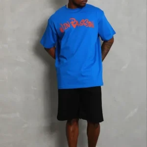 Alternative view of Erkek Baskılı T-Shirt Kısa Kol Bisiklet Yaka Regular Fit Rahat Kalıp Günlük Tişört - Saks Mavisi