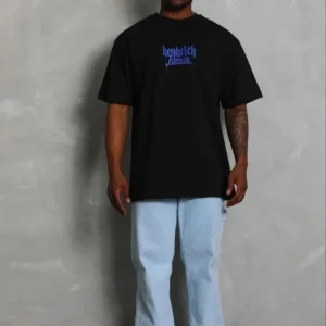 Erkek Baskılı T-Shirt Kısa Kol Bisiklet Yaka Regular Fit Rahat Kalıp Günlük Tişört - Siyah