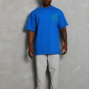 Alternative view of Erkek Baskılı T-Shirt Kısa Kol Bisiklet Yaka Regular Fit Rahat Kalıp Günlük Tişört - Saks Mavisi