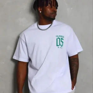 Erkek Baskılı T-Shirt Kısa Kol Bisiklet Yaka Regular Fit Rahat Kalıp Günlük Tişört - Beyaz