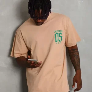 Alternative view of Erkek Baskılı T-Shirt Kısa Kol Bisiklet Yaka Regular Fit Rahat Kalıp Günlük Tişört - Bej