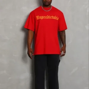 Alternative view of Erkek Baskılı T-Shirt Kısa Kol Bisiklet Yaka Regular Fit Rahat Kalıp Günlük Tişört - Kırmızı