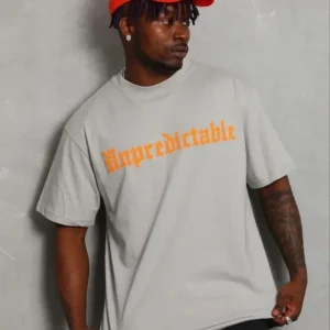 Alternative view of Erkek Baskılı T-Shirt Kısa Kol Bisiklet Yaka Regular Fit Rahat Kalıp Günlük Tişört - Gri