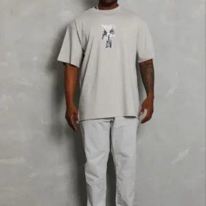 Alternative view of Erkek Baskılı T-Shirt Kısa Kol Bisiklet Yaka Regular Fit Rahat Kalıp Günlük Tişört - Gri