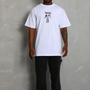 Erkek Baskılı T-Shirt Kısa Kol Bisiklet Yaka Regular Fit Rahat Kalıp Günlük Tişört - Beyaz