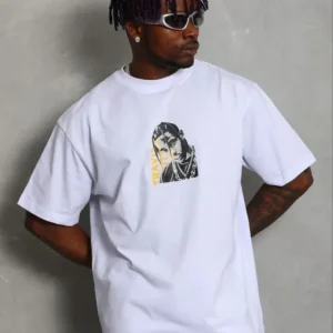 Erkek Baskılı T-Shirt Kısa Kol Bisiklet Yaka Regular Fit Rahat Kalıp Günlük Tişört - Beyaz