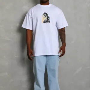 Alternative view of Erkek Baskılı T-Shirt Kısa Kol Bisiklet Yaka Regular Fit Rahat Kalıp Günlük Tişört - Beyaz
