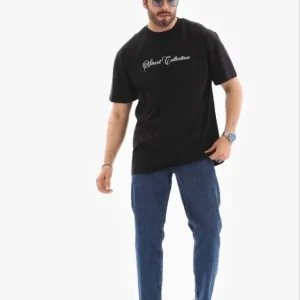 Alternative view of Erkek Baskılı T-Shirt Kısa Kol Bisiklet Yaka Regular Fit Rahat Kalıp Günlük Tişört - Siyah