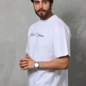 Alternative view of Erkek Baskılı T-Shirt Kısa Kol Bisiklet Yaka Regular Fit Rahat Kalıp Günlük Tişört - Beyaz