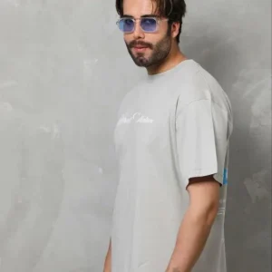 Alternative view of Erkek Baskılı T-Shirt Kısa Kol Bisiklet Yaka Regular Fit Rahat Kalıp Günlük Tişört - Gri