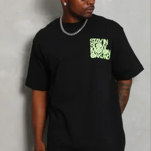Alternative view of Erkek Baskılı T-Shirt Kısa Kol Bisiklet Yaka Regular Fit Rahat Kalıp Günlük Tişört - Siyah