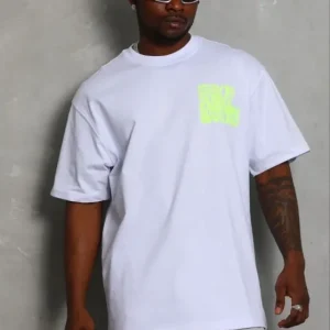 Erkek Baskılı T-Shirt Kısa Kol Bisiklet Yaka Regular Fit Rahat Kalıp Günlük Tişört - Beyaz