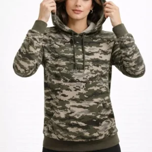 Kamuflaj Desenli 2 İplik 4 Mevsim Kapüşonlu Kanguru Cepli Hoodie Sweatshirt - Kamuflaj