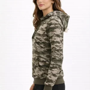 Alternative view of Kamuflaj Desenli 2 İplik 4 Mevsim Kapüşonlu Kanguru Cepli Hoodie Sweatshirt - Kamuflaj