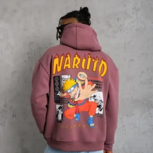 Alternative view of Erkek 3 İplik Pamuklu Kapüşonlu Baskılı Cepli Oversize Sweatshirt Hoodie - Gül Kurusu