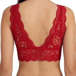 Alternative view of Dantel Bralet Crop Sütyen V Yaka Askılı Şık Esnek Rahat - Kırmızı