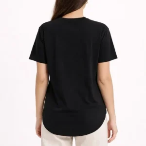 Alternative view of Basic T-Shirt Kısa Kol Bisiklet Yaka Oval Kesim Tişört - Siyah