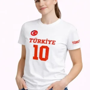 Alternative view of TÜRKİYE Ay Yıldız Baskılı 10 Numara Forma Tişört Taraftar T-Shirt - Beyaz