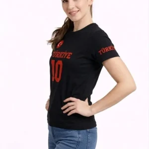 Alternative view of TÜRKİYE Ay Yıldız Baskılı 10 Numara Forma Tişört Taraftar T-Shirt - Siyah