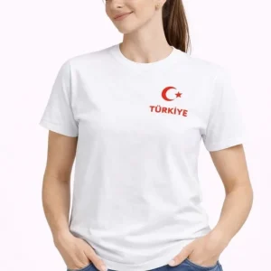 Alternative view of TÜRKİYE Ay Yıldız Baskılı Taraftar Forma T-Shirt - Beyaz