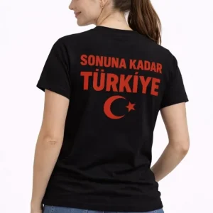 Alternative view of TÜRKİYE Ay Yıldız Baskılı Taraftar Forma T-Shirt - Siyah