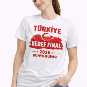 TÜRKİYE Baskılı Tişört Ay Yıldız 2026 Dünya Kupası Taraftar Forma T-Shirt - Beyaz