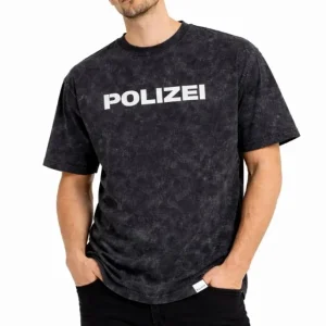 Alternative view of Erkek Asit Yıkamalı Baskılı Tişört Bisiklet Yaka Kısa Kollu Streetwear T-shirt - Siyah
