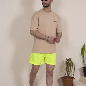 Alternative view of Erkek Deniz Şortu Fermuarlı Cepli File Astarlı - Neon Yeşili