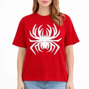 Alternative view of Örümcek Baskılı Tişört Kısa Kollu Bisiklet Yaka T-Shirt - Kırmızı