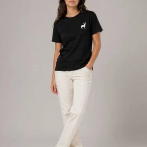 Alternative view of Minimal Geyik Logolu Tişört Bisiklet Yaka Kısa Kol Yazlık T-Shirt - Siyah